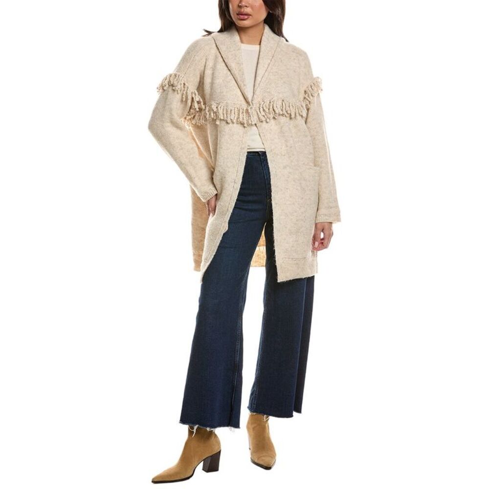 Wit & Wisdom Womens  Fringe Wool-Blend Cardigan